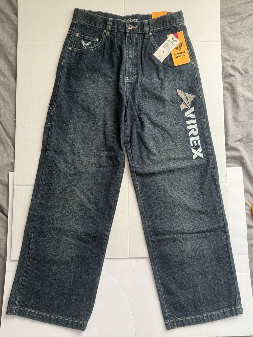 Avirex Kids Dark Blue Straight-Leg Jeans with Side Logo Vintage 90’s Y2K